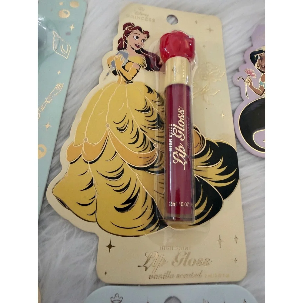 Disney Princess High Shine Lip Gloss Set Ariel Belle Jasmine Cinderella 6 Pack